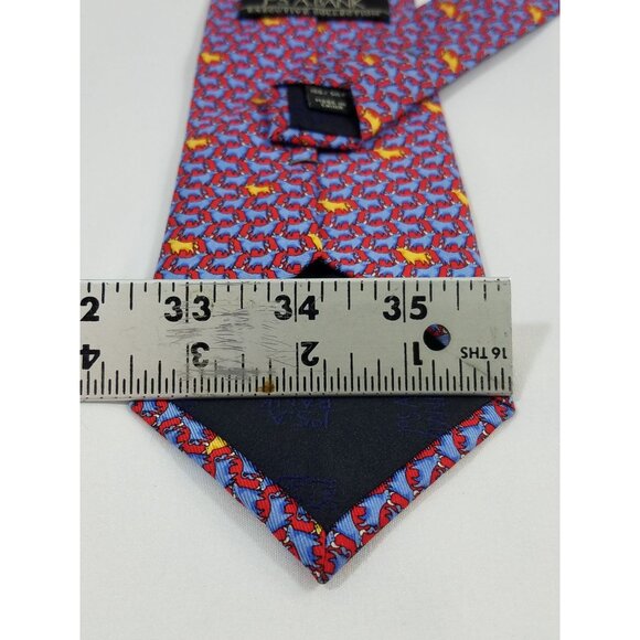 Jos A. Bank Mens Silk Tie Executive Collection Red Blue Cow Bull Steer Print - Picture 7 of 9